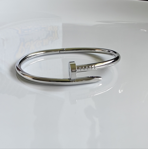 Accessories - Size 21cm Silver Nail Design Unisex Bracelet